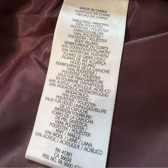 Lauren Ralph Lauren Parka Coat Size Large Burgundy Mid Length *missing hood - Picture 11 of 16
